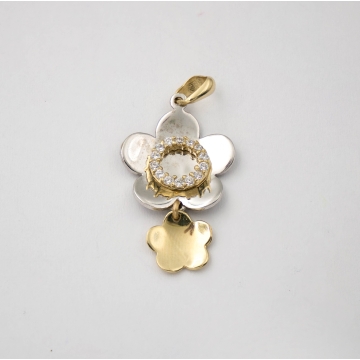 Przywieszka | Kwiaty | Cyrkonie | Dwukolorowe Złoto | Próba 585