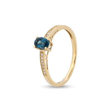 Pierścionek | Topaz i diamenty | Złoto | Próba 585